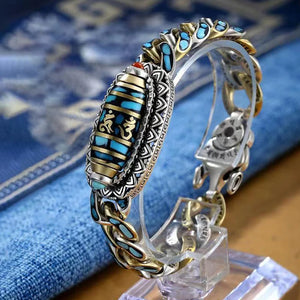 Buddhastone Silver Retro Transfer Nine Eye Beads Orchid Bracelet