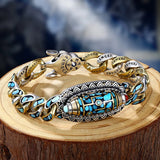 Buddhastone Silver Retro Transfer Nine Eye Beads Orchid Bracelet