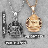 Buddhism Buddha Silver Stainless Steel Men Necklace Pendant Chain for Boyfriend