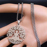 Buddhism Meditation Buddha Yoga Pendant Necklace Stainless Steel
