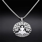 Buddhism Meditation Buddha Yoga Pendant Necklace Stainless Steel