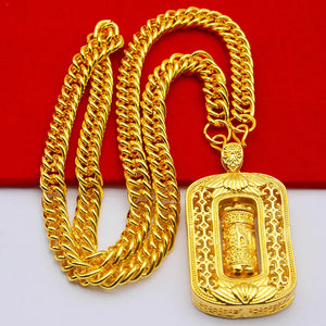 Buddhism Sand Six Character Pendant Men's Neck Chain Necklace