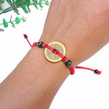 Buddhism Six Words Coin Kabbalah Red String Bracelet