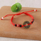 Buddhism Six Words Coin Kabbalah Red String Bracelet