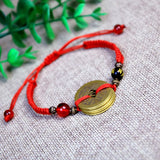 Buddhism Six Words Coin Kabbalah Red String Bracelet