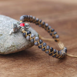 Vajra Bell Labradorite Beads Charm Bracelet Yoga Chakra Bangle