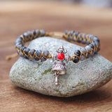 Vajra Bell Labradorite Beads Charm Bracelet Yoga Chakra Bangle