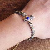 Vajra Bell Labradorite Beads Charm Bracelet Yoga Chakra Bangle