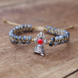 Vajra Bell Labradorite Beads Charm Bracelet Yoga Chakra Bangle