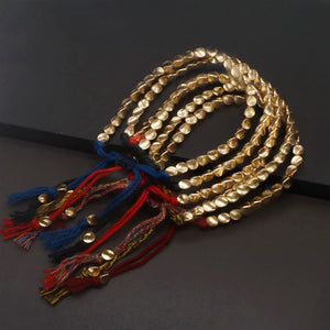 Buddhist Lucky Thread Braided Bracelet Tibetan Copper Beads Bracelet