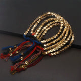 Buddhist Lucky Thread Braided Bracelet Tibetan Copper Beads Bracelet