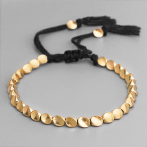 Buddhist Lucky Thread Braided Bracelet Tibetan Copper Beads Bracelet