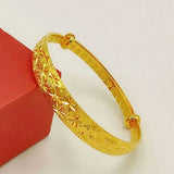 Buddhist Heart Sutra Lettering Bracelets Golden Bangles