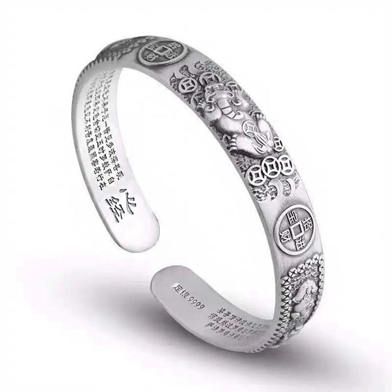 Buddhist Heart Sutra Lettering Bracelets Golden Bangles