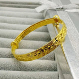 Buddhist Heart Sutra Lettering Bracelets Golden Bangles