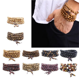 Buddhist 8mm Bead Rosary Bracelet Unisex Men Women Wristband