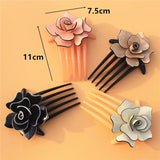 Flower Hair Comb Acrylic Clips Hair Jewelry Brown Pink Beige