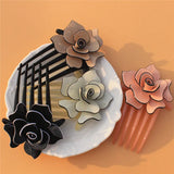 Flower Hair Comb Acrylic Clips Hair Jewelry Brown Pink Beige