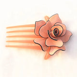 Flower Hair Comb Acrylic Clips Hair Jewelry Brown Pink Beige