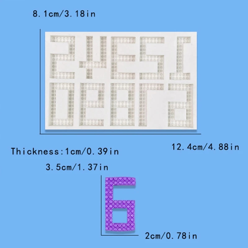 Building Block Numbers 0-9 Chocolate Mold Cake Decoration Liquid Silicone Mould