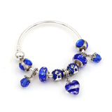 Crystal Heart Pendant Bracelet Women's Charm Beaded Bracelets Bangle