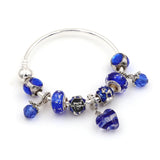 Crystal Heart Pendant Bracelet Women's Charm Beaded Bracelets Bangle