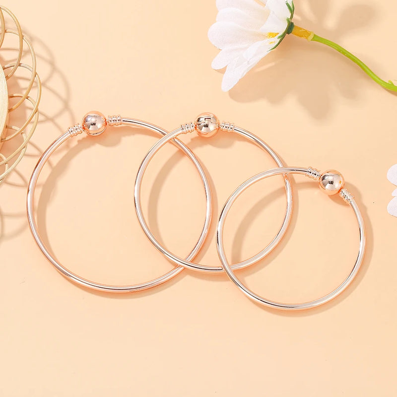3-pc High Round Bangle Bracelets Women Men Kids Jewelry