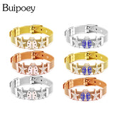 Mesh Stainless Steel Ladybug Stars Charm Bracelet Bangle