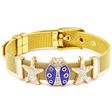 Mesh Stainless Steel Ladybug Stars Charm Bracelet Bangle