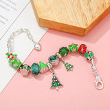 Green Beads Christmas Tree Charm Bracelets For Women