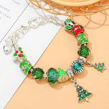 Green Beads Christmas Tree Charm Bracelets For Women