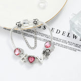 Pink Heart Crystal LOVE Beaded Letter Charm Bracelets For Women