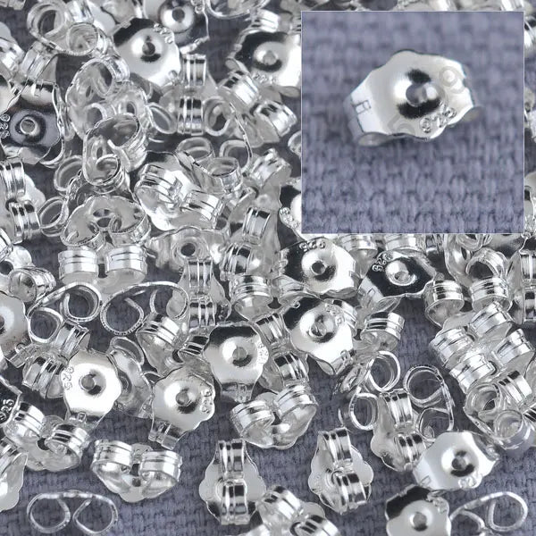 1000PCS 925 Silver Back Stopper For Stud Pin Jewelry Settings