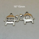 200 Pcs Elephant Charms Antique Silver 16*15mm Animals Alloy Accessories