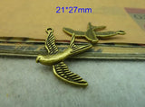 80 Antique Bronze Flying Sparrow Bird Charms Pendants