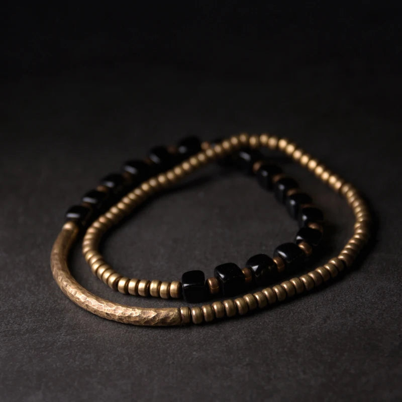 Jade Bracelet Hammered Oxidized Brass Accessories Punk Gothic Jewelry