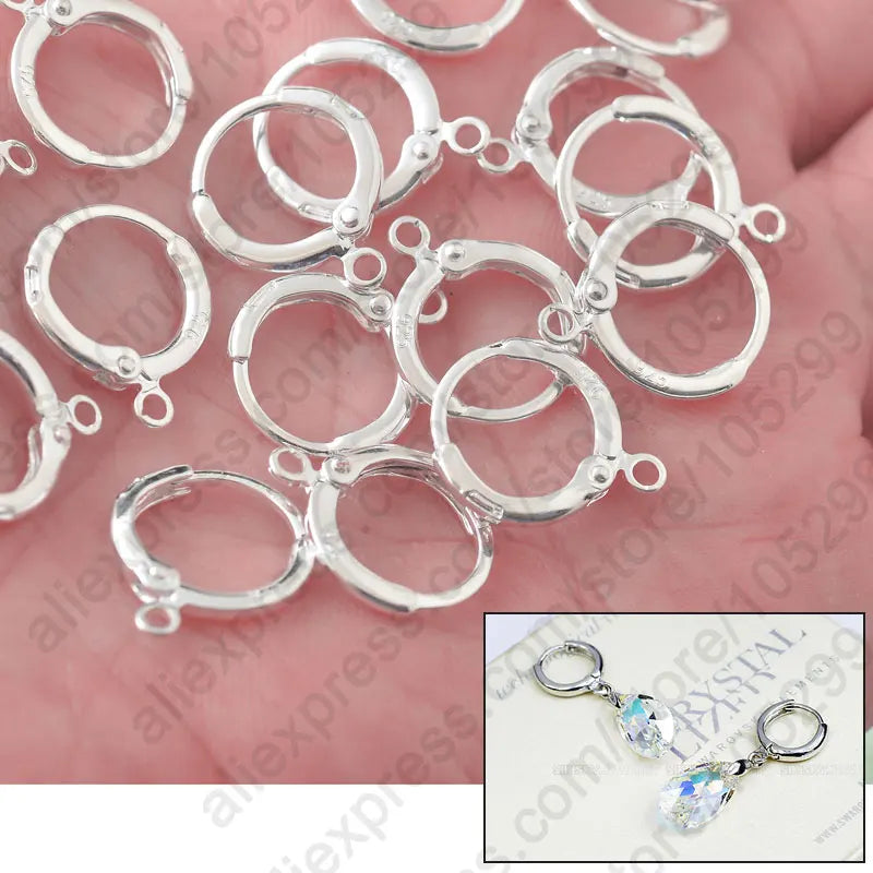 925 Sterling Silver Round Lever Back Ear For Earrings (100PCS)