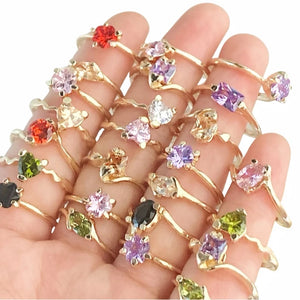 30pcs Colorful Zircon Wedding Rings For Women CZ Accessory