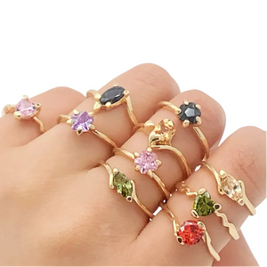 30pcs Colorful Zircon Wedding Rings For Women CZ Accessory