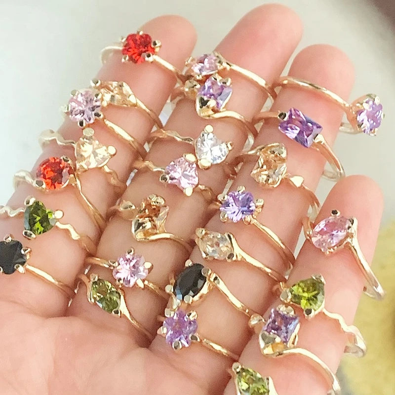 30pcs Colorful Zircon Wedding Rings For Women CZ Accessory