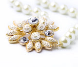 Simulated Pearls Flower Pendant Necklace For Women Wedding