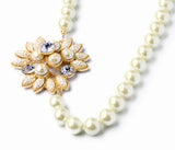 Simulated Pearls Flower Pendant Necklace For Women Wedding