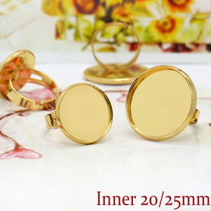 20pcs Real Plated Ring Base Setting for Glass Cabochons