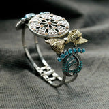 Resin Flower Bowknot Bangle in Silver Color