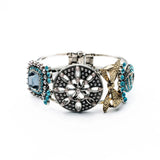 Resin Flower Bowknot Bangle in Silver Color