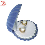 Shell Shape Velvet Earring Case Jewelry Display Storage