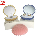 Shell Shape Velvet Earring Case Jewelry Display Storage