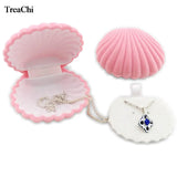 Shell Shape Velvet Earring Case Jewelry Display Storage