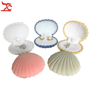 Shell Shape Velvet Earring Case Jewelry Display Storage