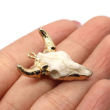 Bull Head Pendant Charms DIY Necklace Resin Inlaid Stone Crystal Skull Cow